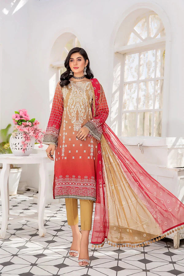MILLI BLUSH E-11 : Embroidered & Printed Lawn 3pc