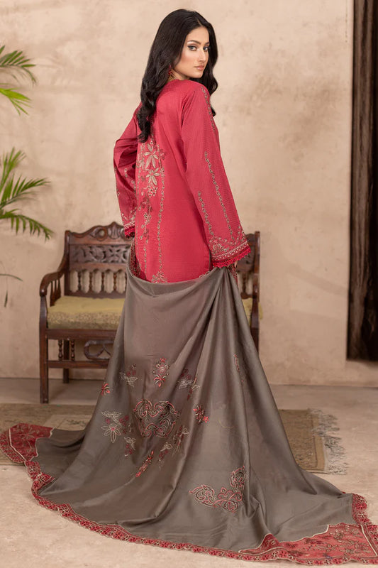 MILLI BLUSH  D-36 : Embroidered Doria Lawn 3pc