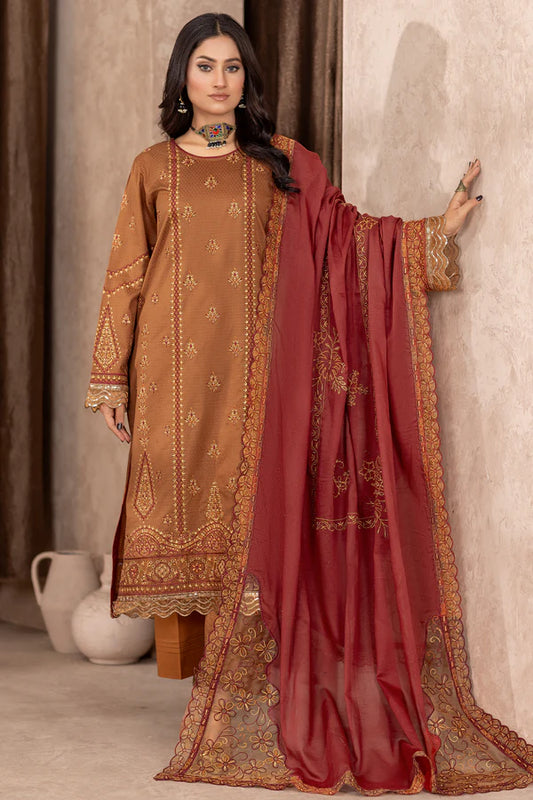 MILLI BLUSH  D-39 : Embroidered Doria Lawn 3pc