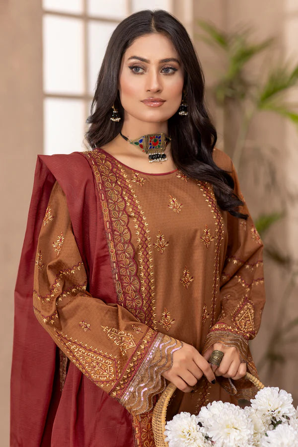 MILLI BLUSH  D-39 : Embroidered Doria Lawn 3pc