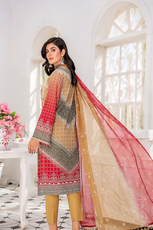 MILLI BLUSH E-11 : Embroidered & Printed Lawn 3pc