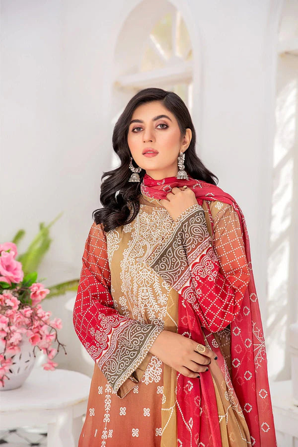 MILLI BLUSH E-11 : Embroidered & Printed Lawn 3pc