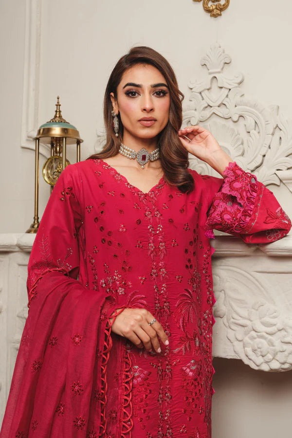 MILLI BLUSH S-24 : Unstitched Embroidered Lawn 3pc