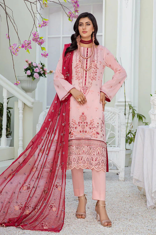 MILLI BLUSH TR-09 : Embroidered Swiss Lawn 3PC