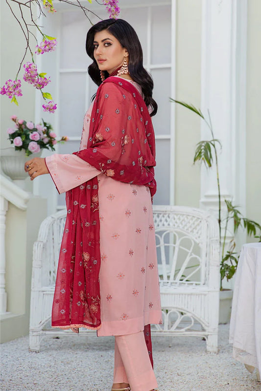 MILLI BLUSH TR-09 : Embroidered Swiss Lawn 3PC