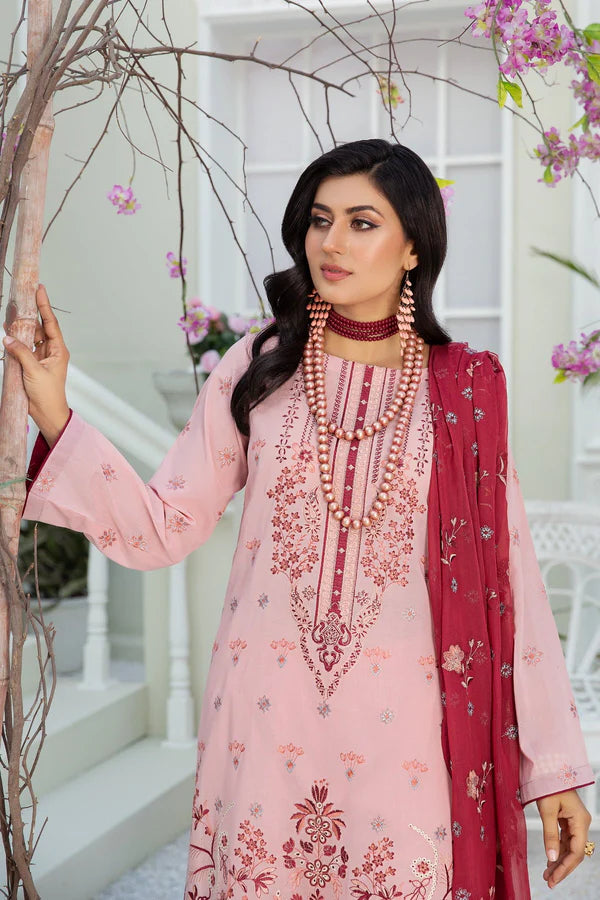 MILLI BLUSH TR-09 : Embroidered Swiss Lawn 3PC