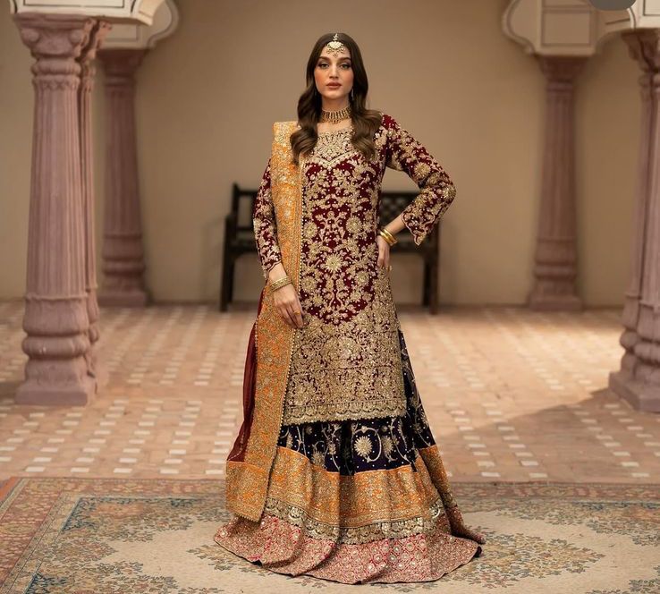 Elegant Formal Sharara with Gold Embroidery 💃