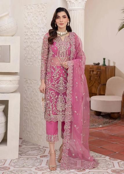 Embroidered Formal Dress with Dupatta