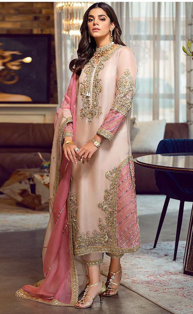 Pink & Gold Embroidered Formal Outfit