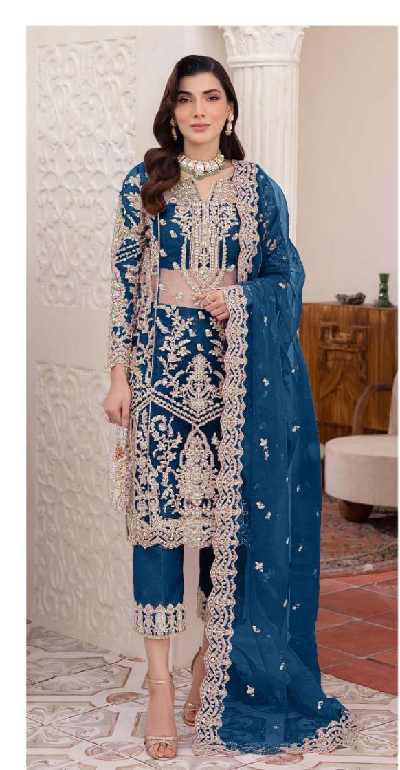 Embroidered Formal Dress with Dupatta