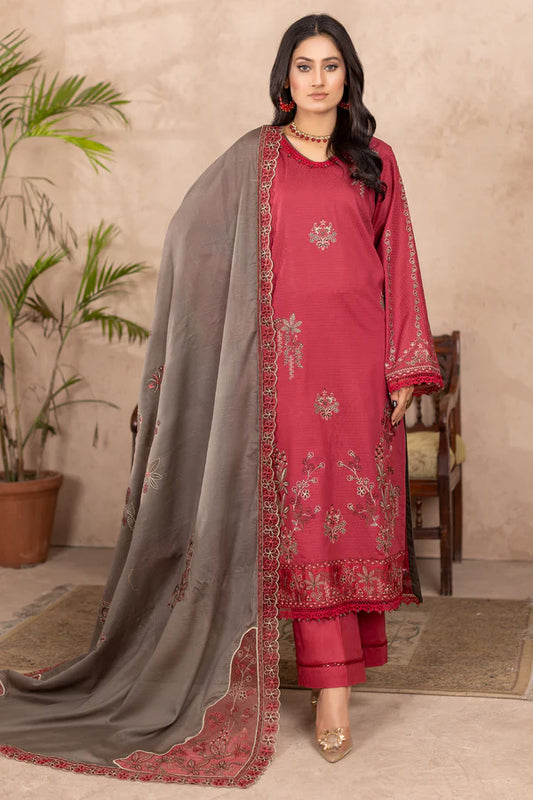 MILLI BLUSH  D-36 : Embroidered Doria Lawn 3pc