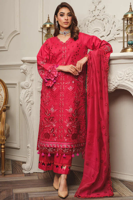 MILLI BLUSH S-24 : Unstitched Embroidered Lawn 3pc