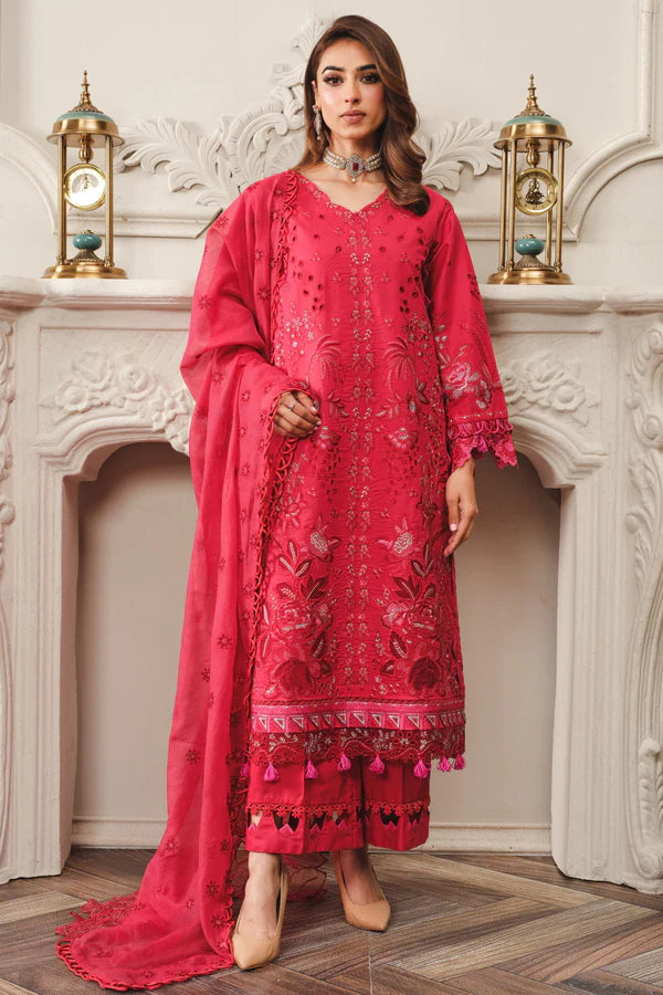 MILLI BLUSH S-24 : Unstitched Embroidered Lawn 3pc